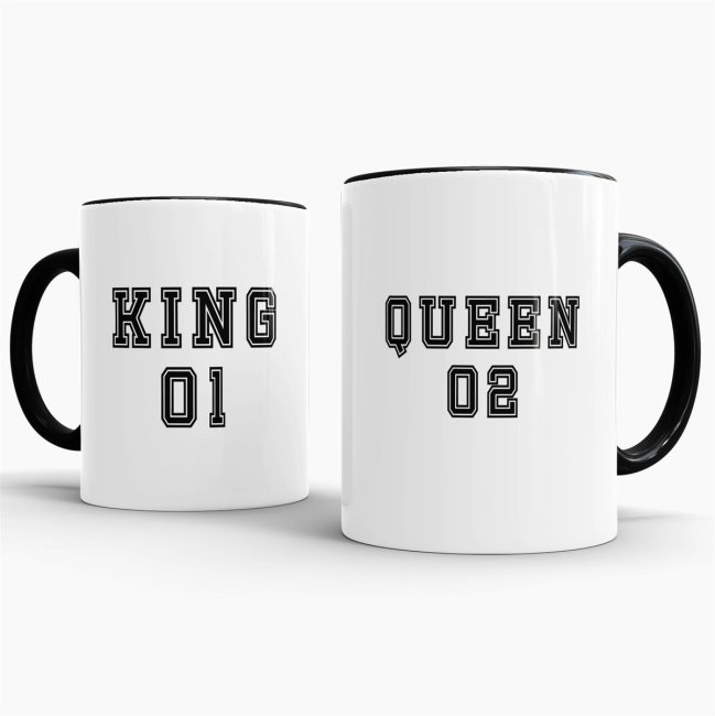 Tassenset King und Queen Innen / Henkel Schwarz King &amp; Queen