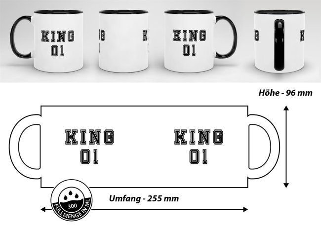 Tassenset King und Queen Innen / Henkel Schwarz King &amp; Queen