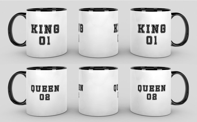 Tassenset King und Queen Innen / Henkel Schwarz King &amp; Queen