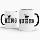 Tassenset King und Queen mit Krone Innen / Henkel Schwarz