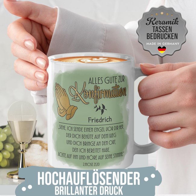 Personalisierte Tasse zur Konfirmation - Alles Gute - 2.Mose 23,20 - mit Name