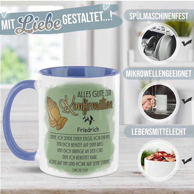 Personalisierte Tasse zur Konfirmation - Alles Gute - 2.Mose 23,20 - mit Name