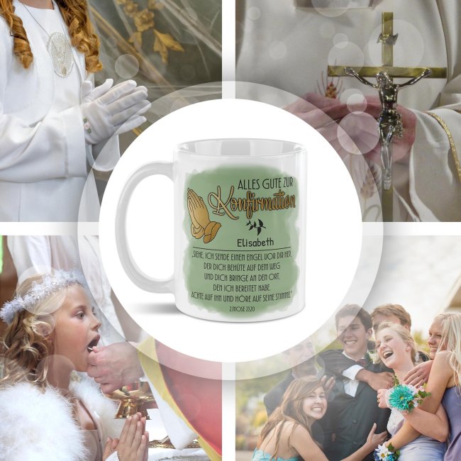 Personalisierte Tasse zur Konfirmation - Alles Gute - 2.Mose 23,20 - mit Name