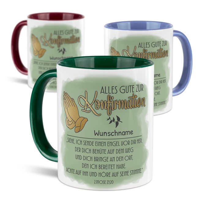 Personalisierte Tasse zur Konfirmation - Alles Gute - 2.Mose 23,20 - mit Name