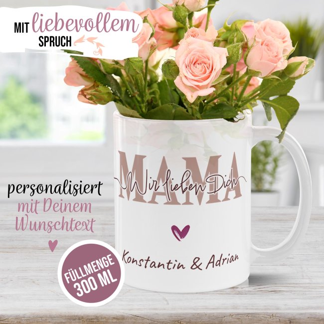 Tasse - Mama wir lieben dich - mit Name / Text