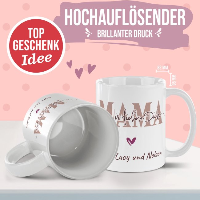 Tasse - Mama wir lieben dich - mit Name / Text