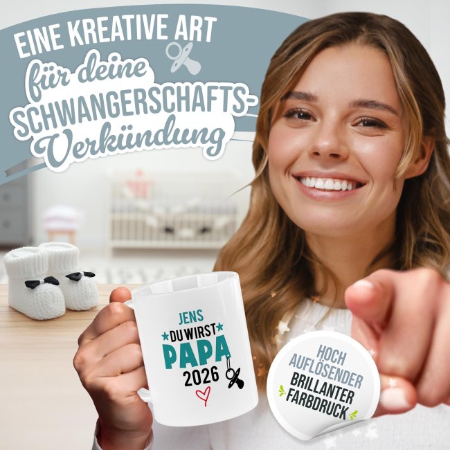 Personalisierte Tasse - Du wirst Papa - mit Name &amp; Jahr
