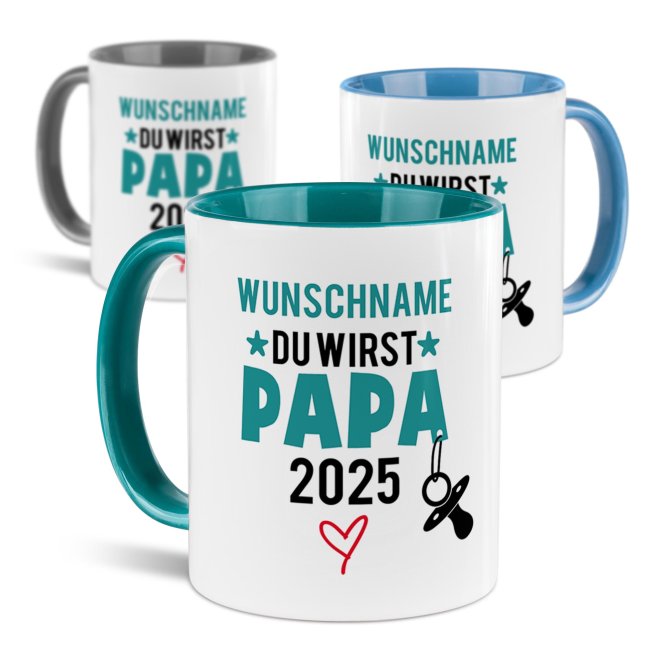 Personalisierte Tasse - Du wirst Papa - mit Name &amp; Jahr