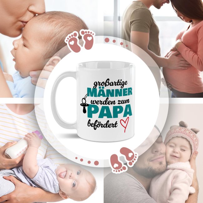 Tasse f&uuml;r Papa - Gro&szlig;artige M&auml;nner werden zum Papa bef&ouml;rdert