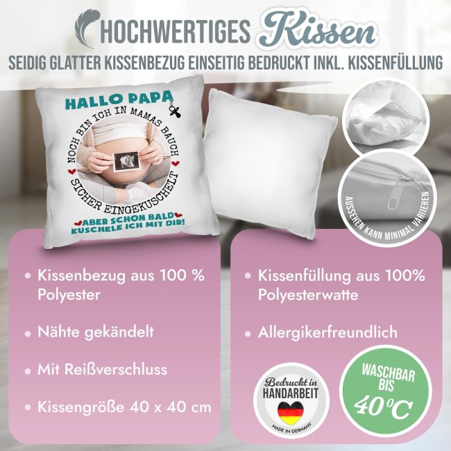 Personalisiertes Kissen f&uuml;r Papa - Bald kuschel ich mit dir - mit Foto