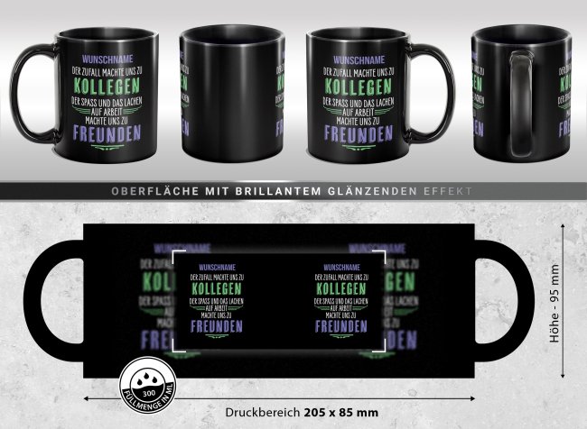 Schwarze Tasse - Der Zufall machte uns zu Kollegen - mit Name