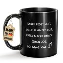 Schwarze Tasse mit Spruch - Kaffee macht einfach seinen Job