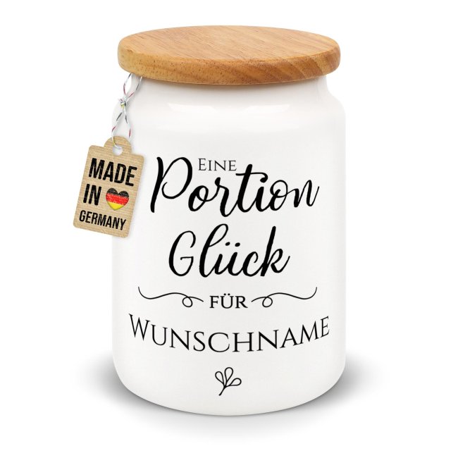 Aufbewahrungsdose - Eine Portion Gl&uuml;ck - mit Name