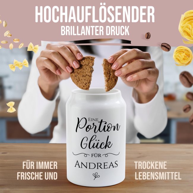 Aufbewahrungsdose - Eine Portion Gl&uuml;ck - mit Name