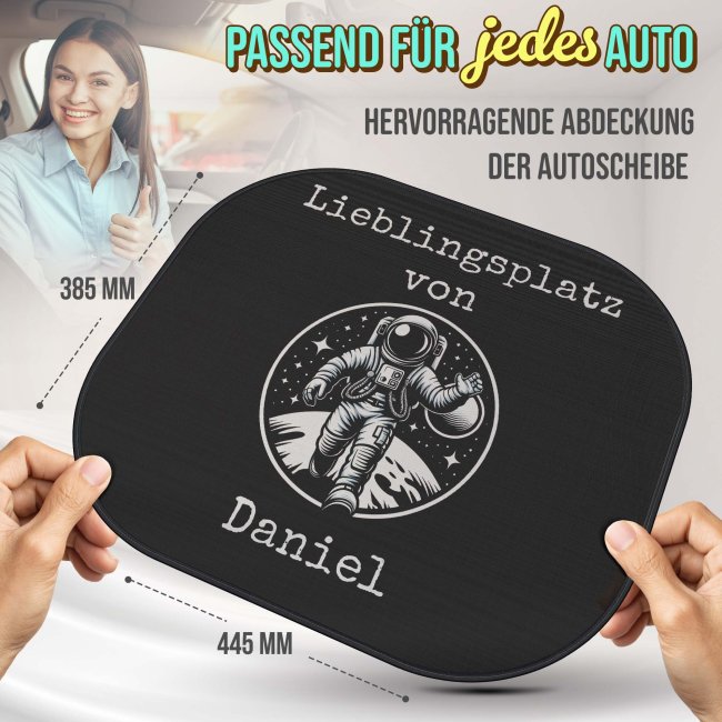 Auto-Sonnenschutz - Lieblingsplatz - Astronaut - mit Name