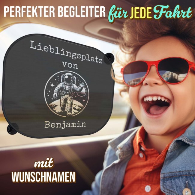Auto-Sonnenschutz - Lieblingsplatz - Astronaut - mit Name