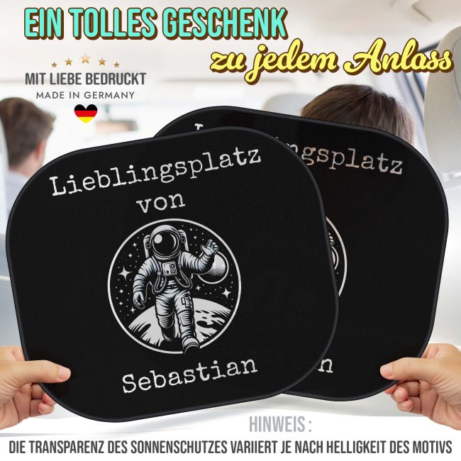 Auto-Sonnenschutz - Lieblingsplatz - Astronaut - mit Name