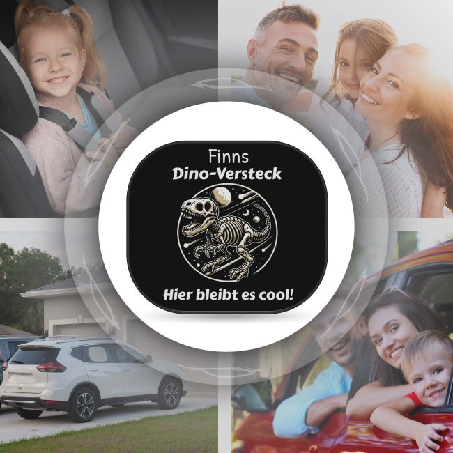 Auto-Sonnenschutz - Dino-Versteck - Hier bleibt es cool! - mit Name