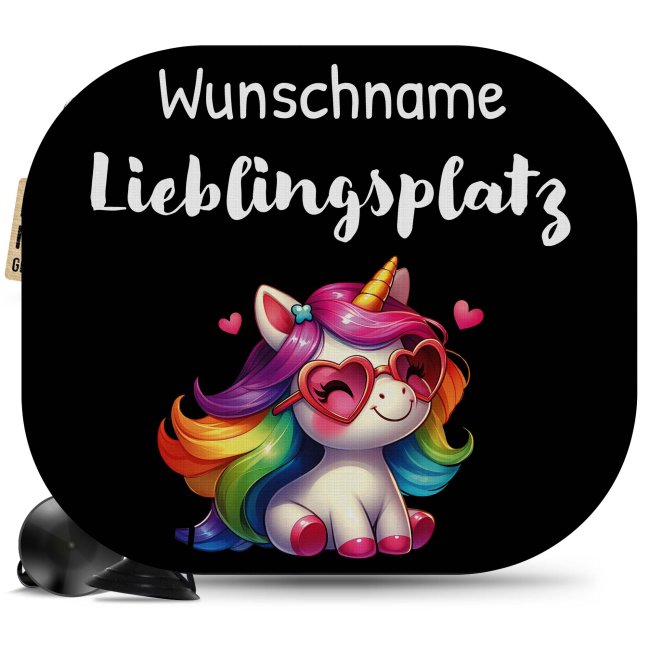 Auto-Sonnenschutz - Lieblingsplatz - Einhorn - mit Name