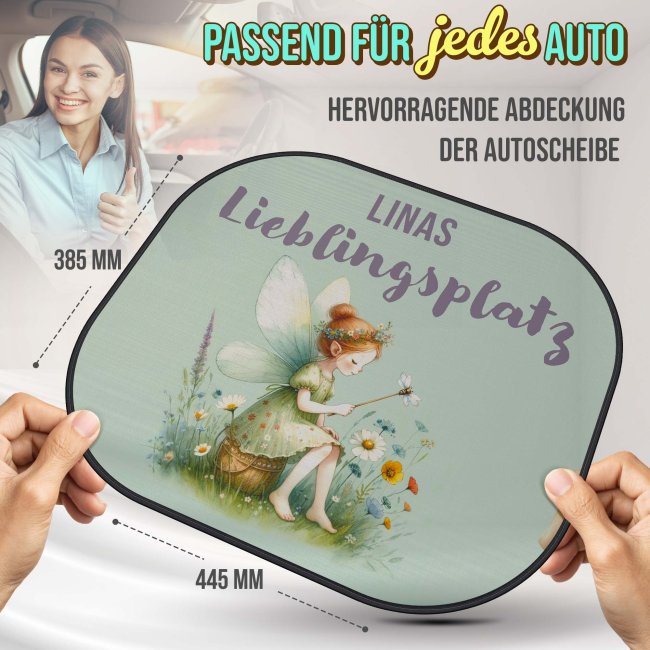 Auto-Sonnenschutz - Lieblingsplatz - Kleine Fee - mit Name