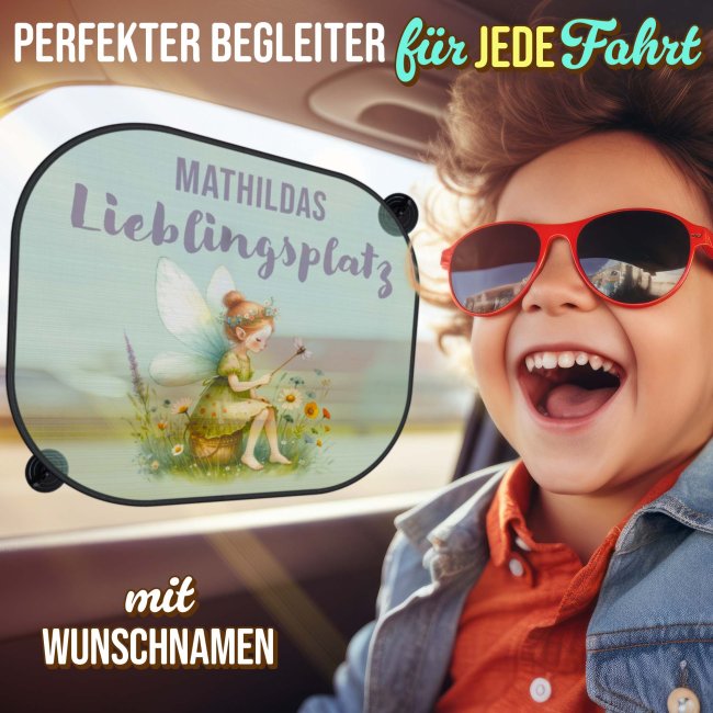 Auto-Sonnenschutz - Lieblingsplatz - Kleine Fee - mit Name