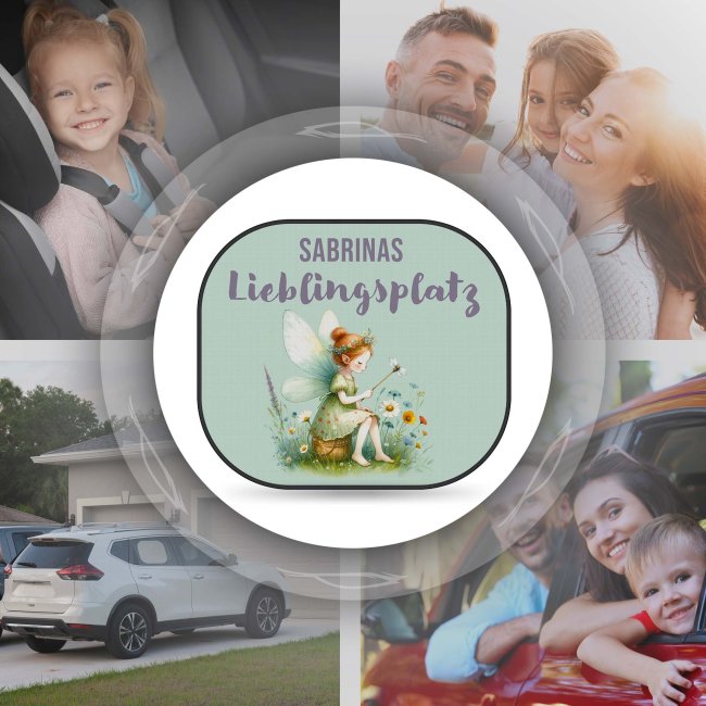 Auto-Sonnenschutz - Lieblingsplatz - Kleine Fee - mit Name