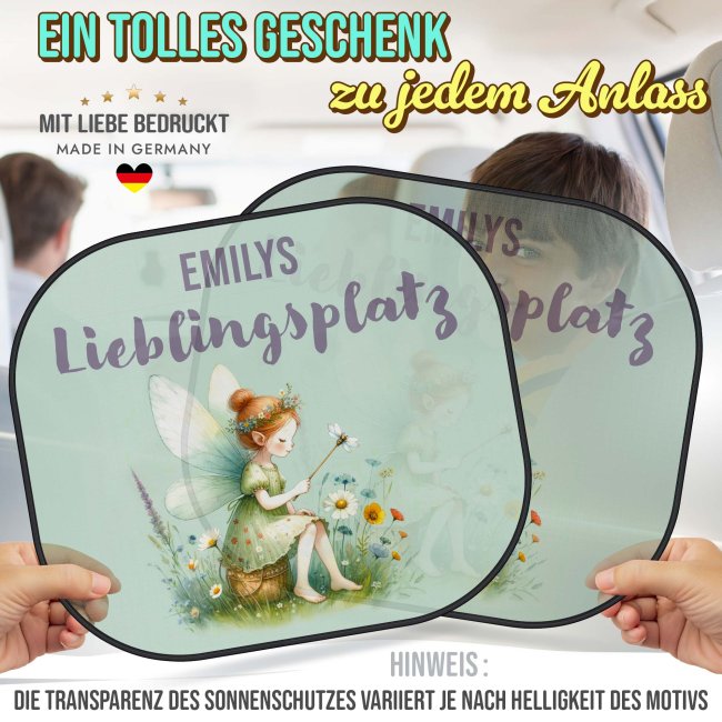 Auto-Sonnenschutz - Lieblingsplatz - Kleine Fee - mit Name