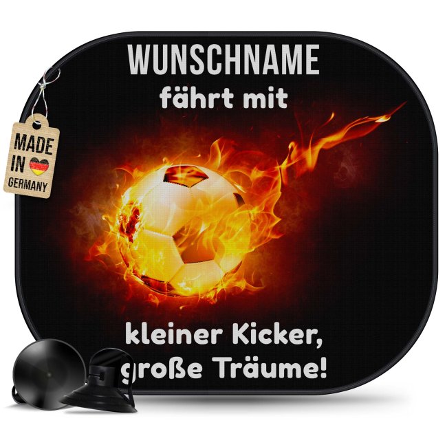 Auto-Sonnenschutz - Kleiner Kicker, gro&szlig;e Tr&auml;ume! - mit Name