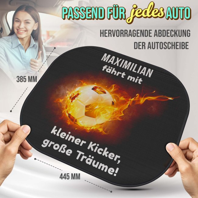 Auto-Sonnenschutz - Kleiner Kicker, gro&szlig;e Tr&auml;ume! - mit Name