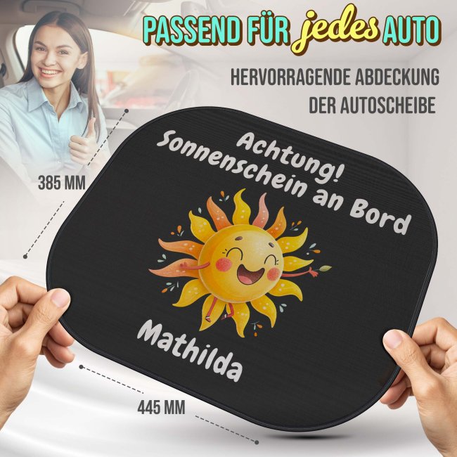 Auto-Sonnenschutz - Sonnenschein an Bord - mit Name