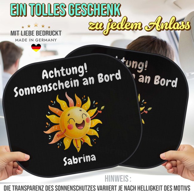 Auto-Sonnenschutz - Sonnenschein an Bord - mit Name