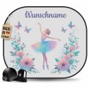 Auto-Sonnenschutz - Ballerina und Blumen - mit Name