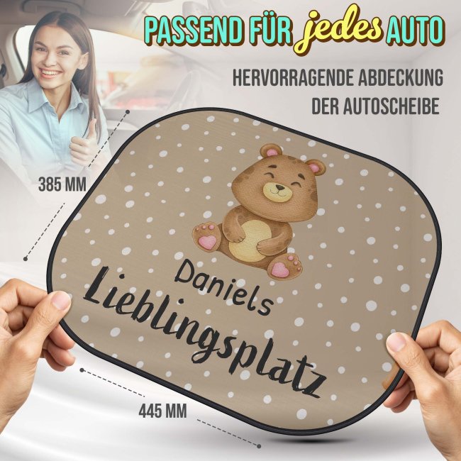 Auto-Sonnenschutz - Lieblingsplatz - Tierchen - Bunt - mit Name
