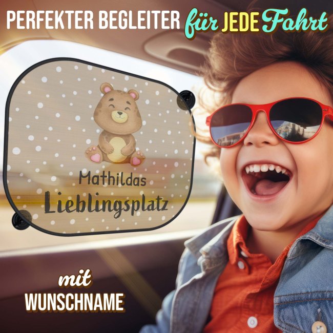 Auto-Sonnenschutz - Lieblingsplatz - Tierchen - Bunt - mit Name