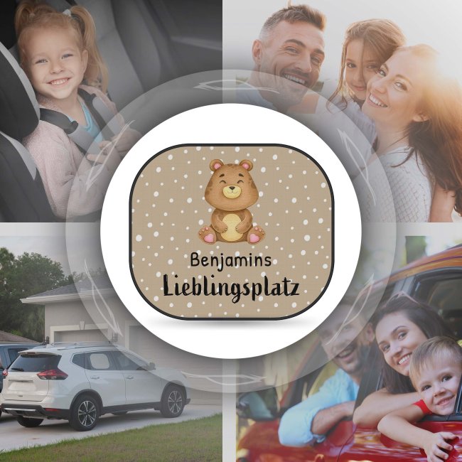 Auto-Sonnenschutz - Lieblingsplatz - Tierchen - Bunt - mit Name