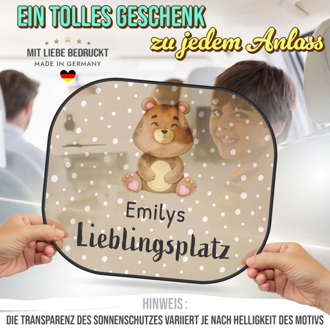 Auto-Sonnenschutz - Lieblingsplatz - Tierchen - Bunt - mit Name