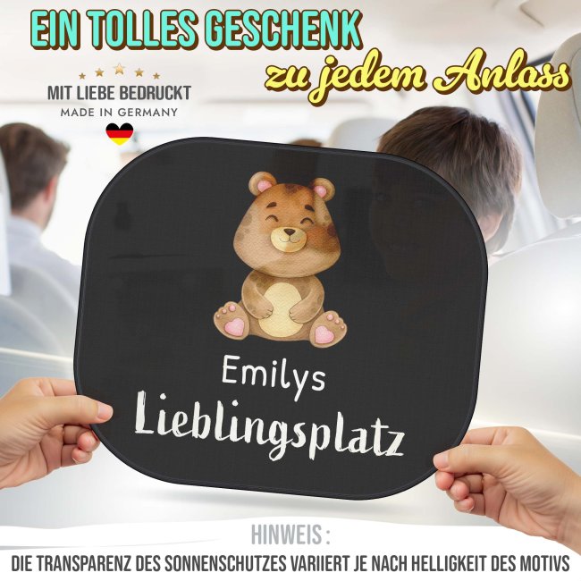 Auto-Sonnenschutz - Lieblingsplatz - B&auml;r - mit Name