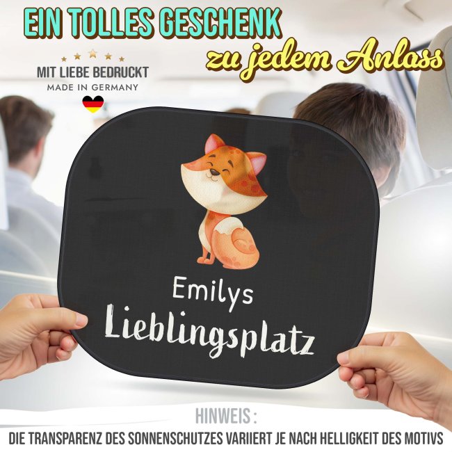 Auto-Sonnenschutz - Lieblingsplatz - Fuchs - mit Name