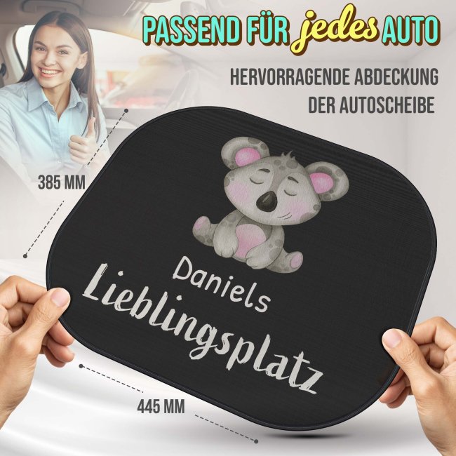 Auto-Sonnenschutz - Lieblingsplatz - Koala - mit Name