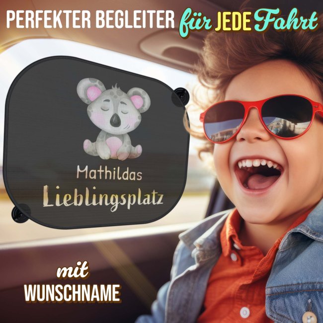 Auto-Sonnenschutz - Lieblingsplatz - Koala - mit Name