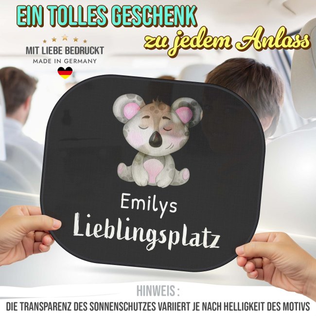 Auto-Sonnenschutz - Lieblingsplatz - Koala - mit Name
