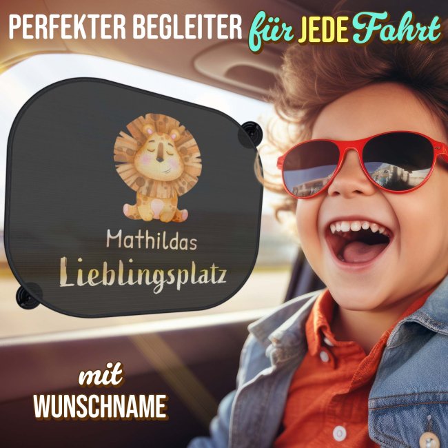 Auto-Sonnenschutz - Lieblingsplatz - L&ouml;we - mit Name