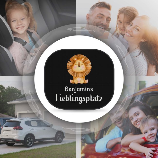 Auto-Sonnenschutz - Lieblingsplatz - L&ouml;we - mit Name
