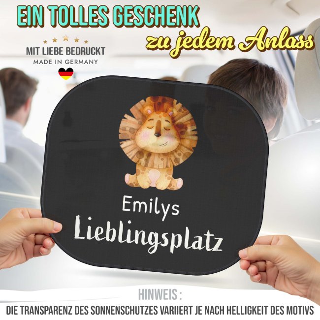 Auto-Sonnenschutz - Lieblingsplatz - L&ouml;we - mit Name