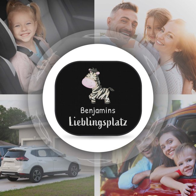 Auto-Sonnenschutz - Lieblingsplatz - Zebra - mit Name