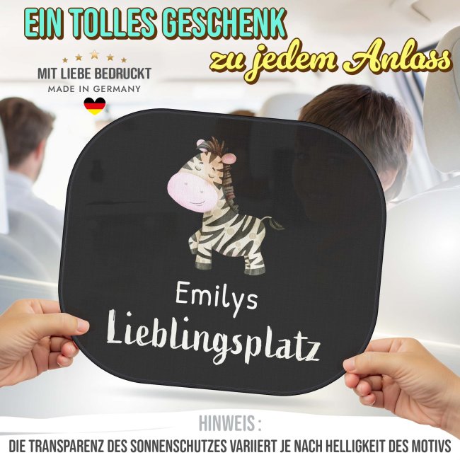 Auto-Sonnenschutz - Lieblingsplatz - Zebra - mit Name