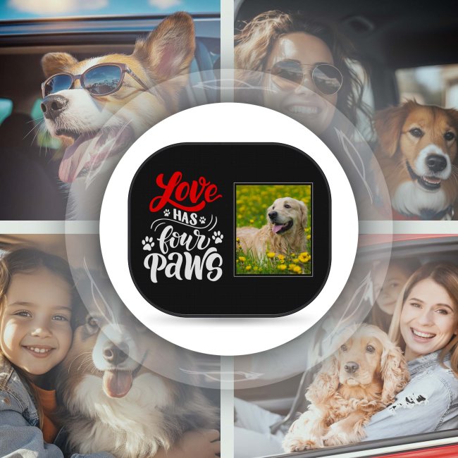 Auto-Sonnenschutz - Hund - Love has four paws - mit Foto