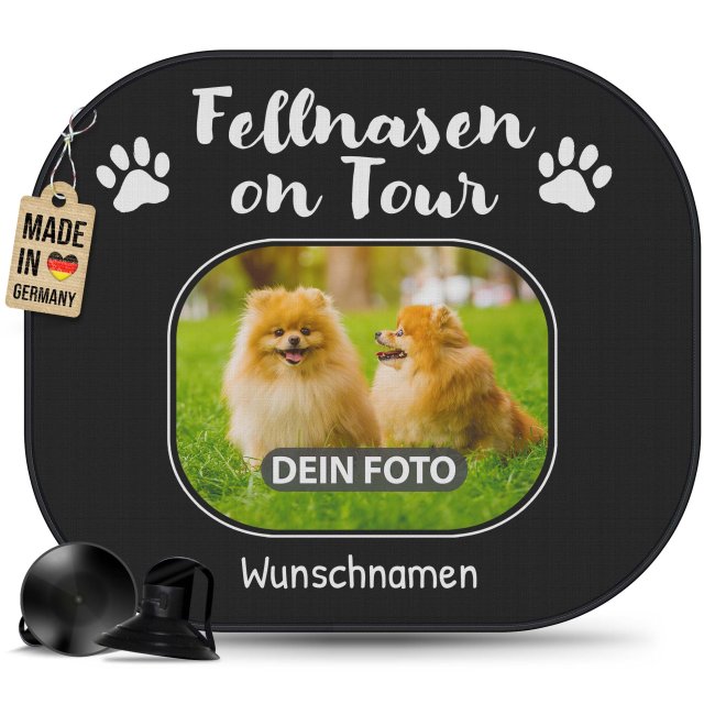 Auto-Sonnenschutz - Hunde - Fellnasen on Tour - mit Name &amp; Foto