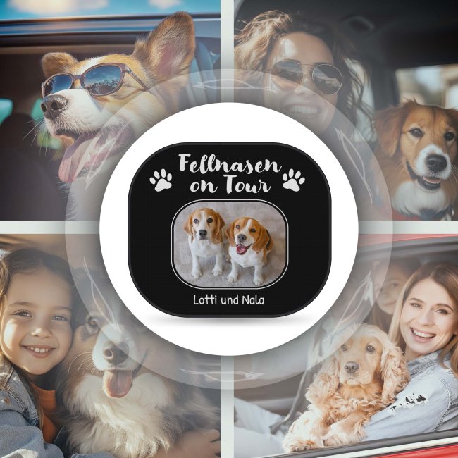 Auto-Sonnenschutz - Hunde - Fellnasen on Tour - mit Name &amp; Foto