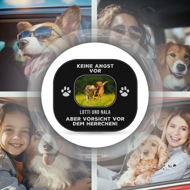 Auto-Sonnenschutz - Hund - Vorsicht vor dem Herrchen - mit Name &amp; Foto